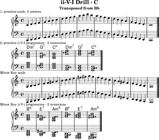 First line of ii-V-I Drill in C