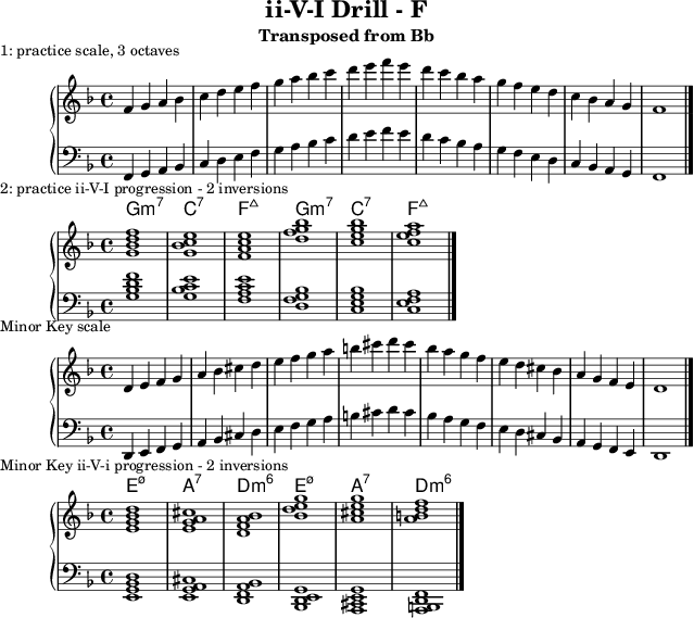 First line of ii-V-I Drill in F