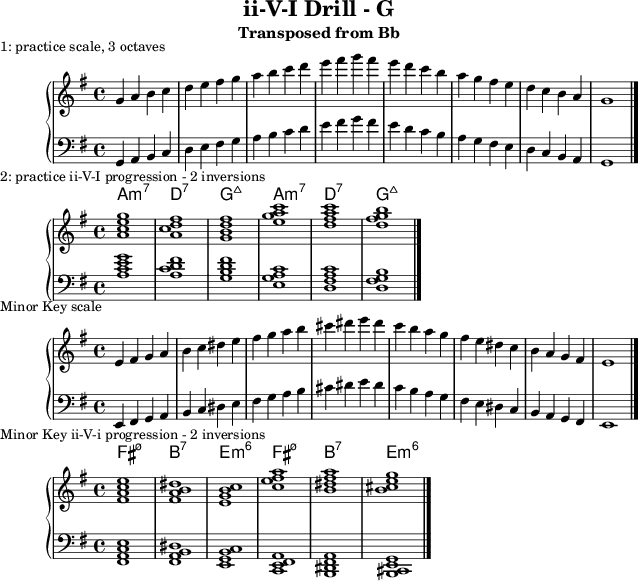 First line of ii-V-I Drill in G