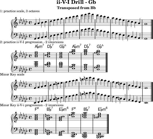 First line of ii-V-I Drill in Gb